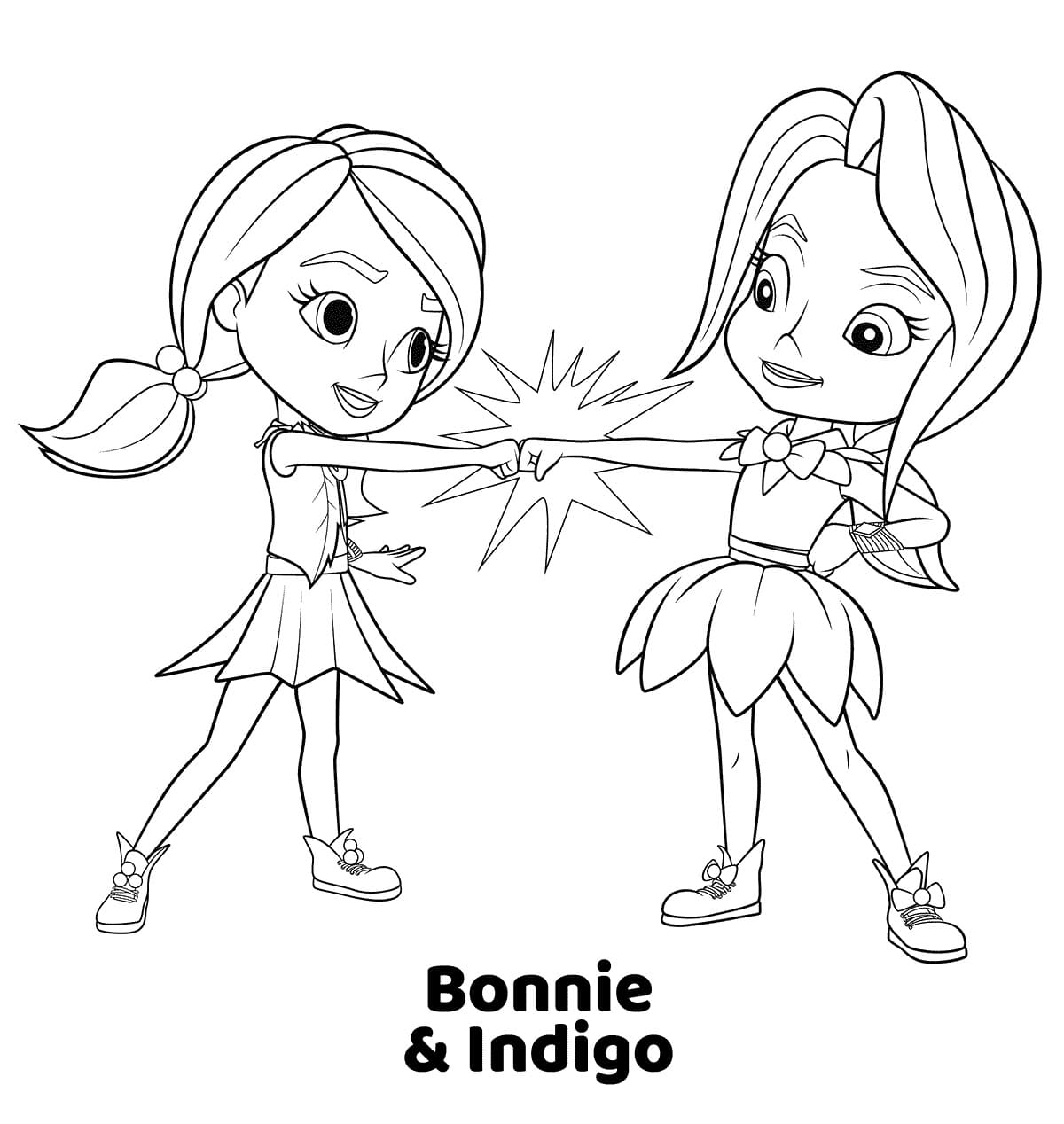 Desenho Bonnie e Índigo de Rainbow Rangers para Colorir