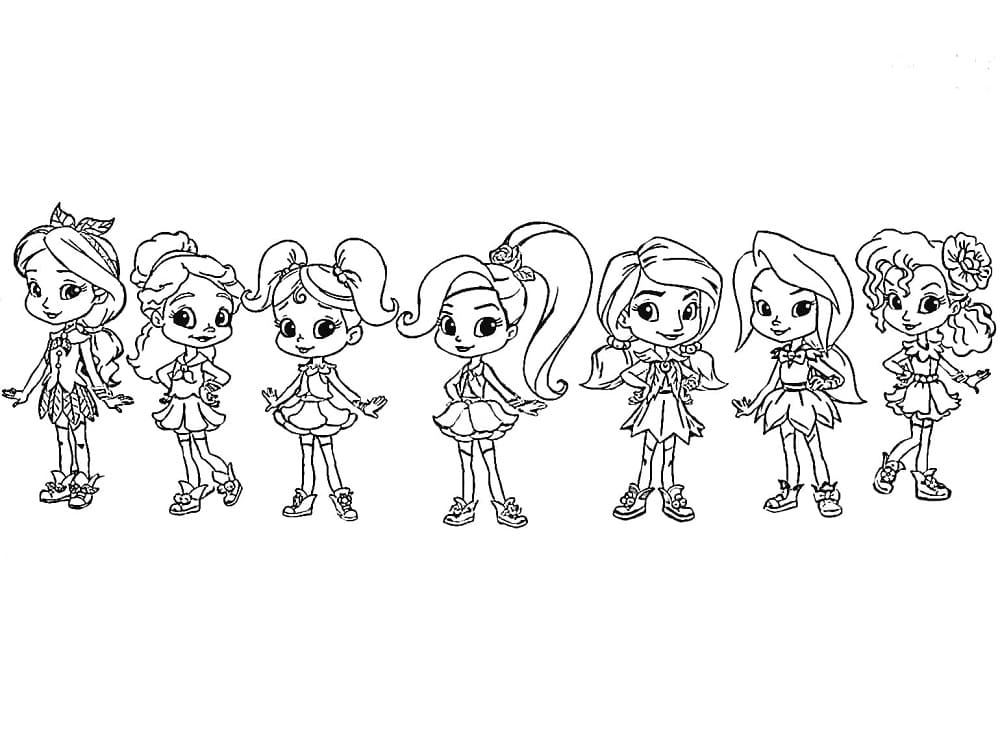Desenho de Personagens de Rainbow Rangers para Colorir