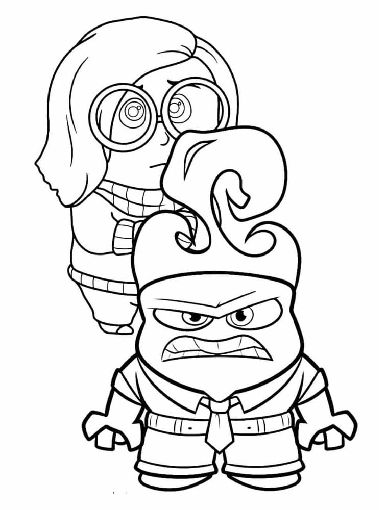 Desenho de Tristeza e Raiva para Colorir