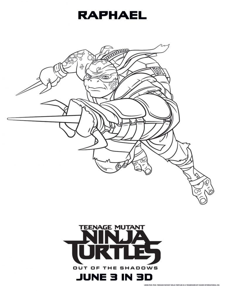 Desenho de Imagem de Raphael Tartarugas Ninja para Colorir