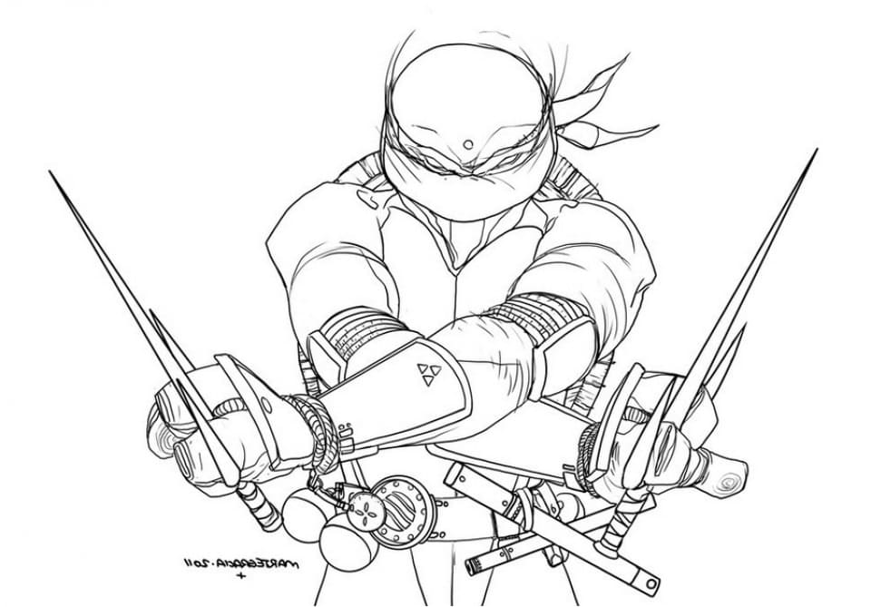 Desenho de Imagem de Tartarugas Ninja Raphael para Colorir
