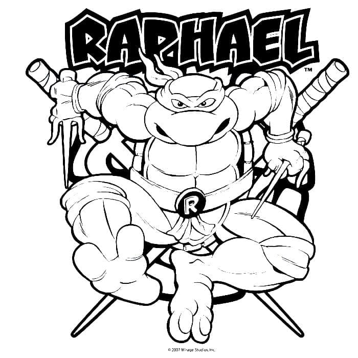 Desenho de Raphael Tartarugas Ninja para Crianças para Colorir