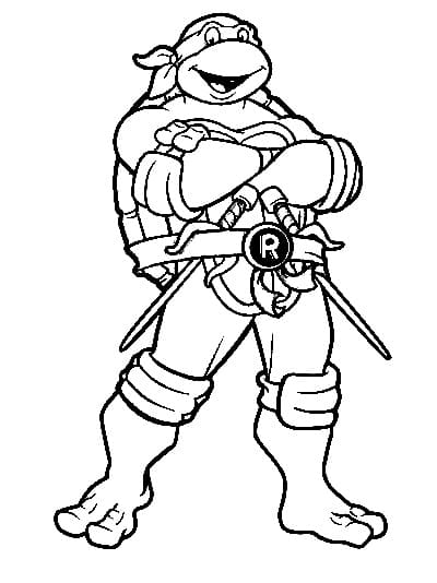 Desenho de Tartarugas Ninja Raphael Engraçado para Colorir