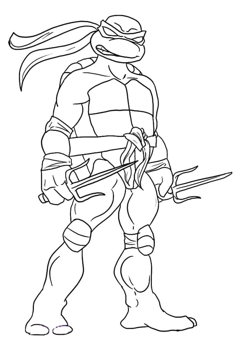 Desenho de Tartarugas Ninja Raphael Grátis para Colorir