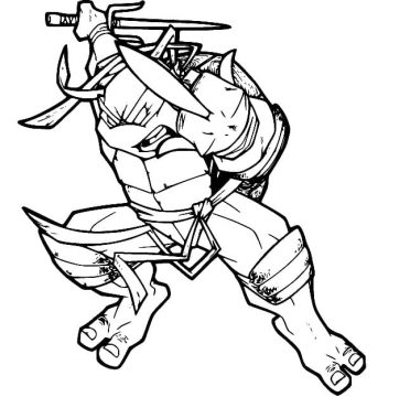 Desenho de Tartarugas Ninja Raphael Irritado para Colorir