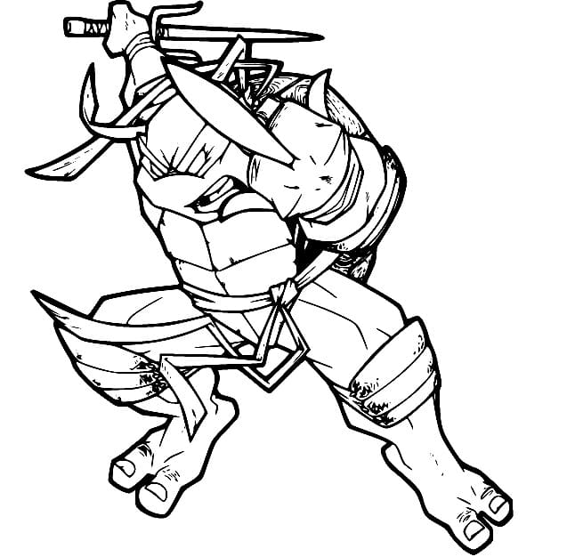 Desenho de Tartarugas Ninja Raphael Irritado para Colorir