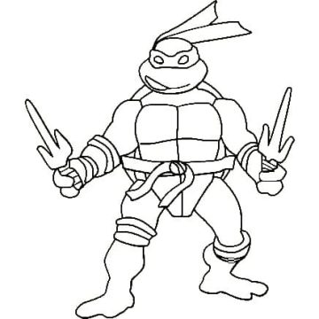 Desenho de Tartarugas Ninja Raphael Simples para Colorir