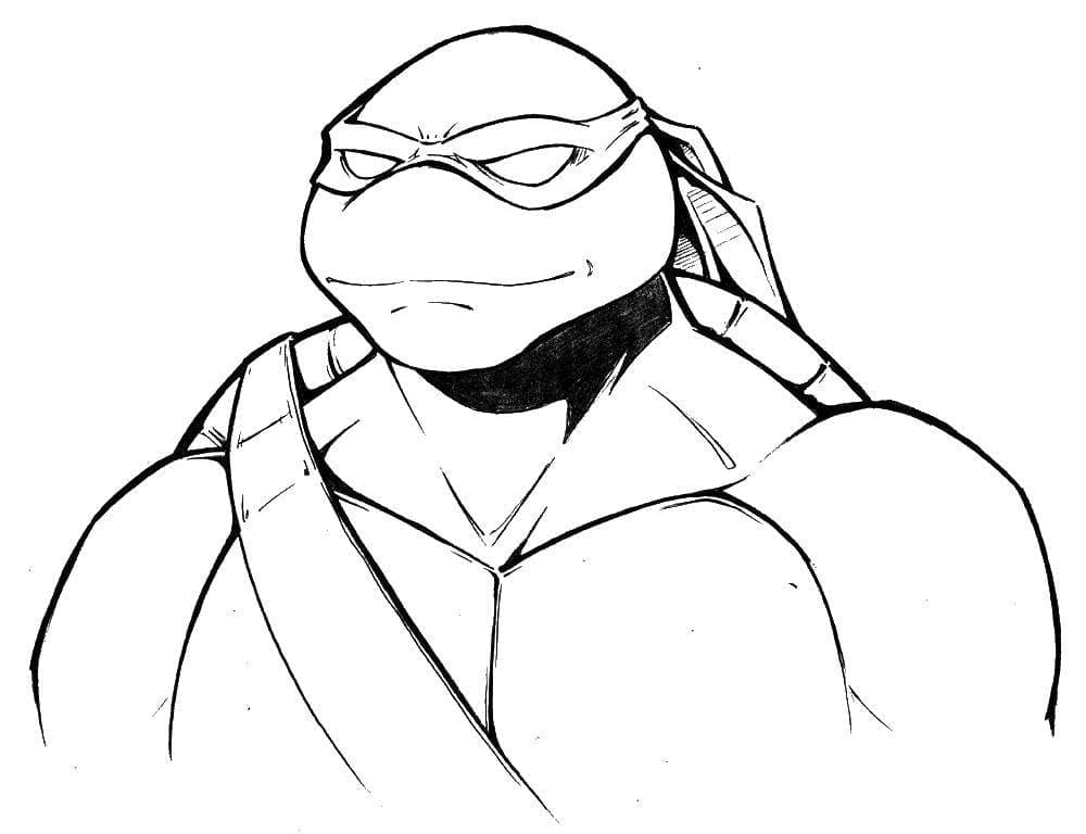 Desenho de Tartarugas Ninja Raphael Sorridente para Colorir