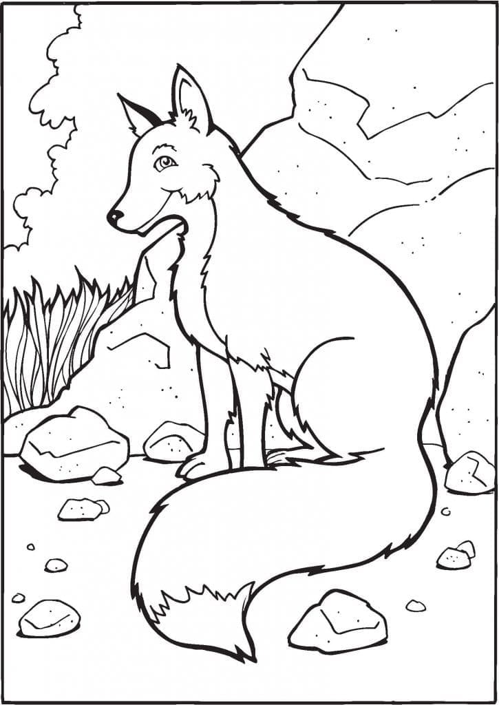 Desenho de uma Raposa Feliz para Colorir