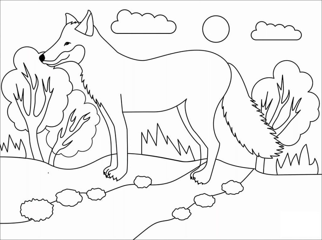Desenho de Raposa para Pintar Imprimivel