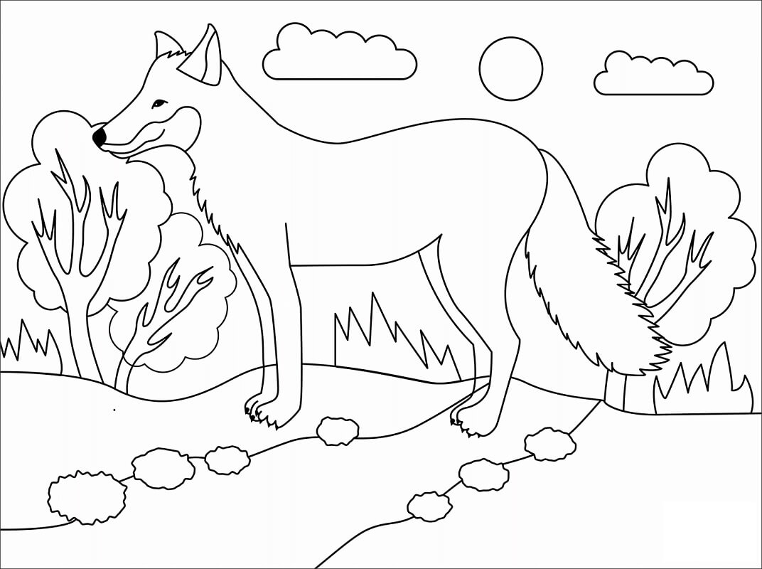 Desenho de Raposa para Pintar Imprimivel