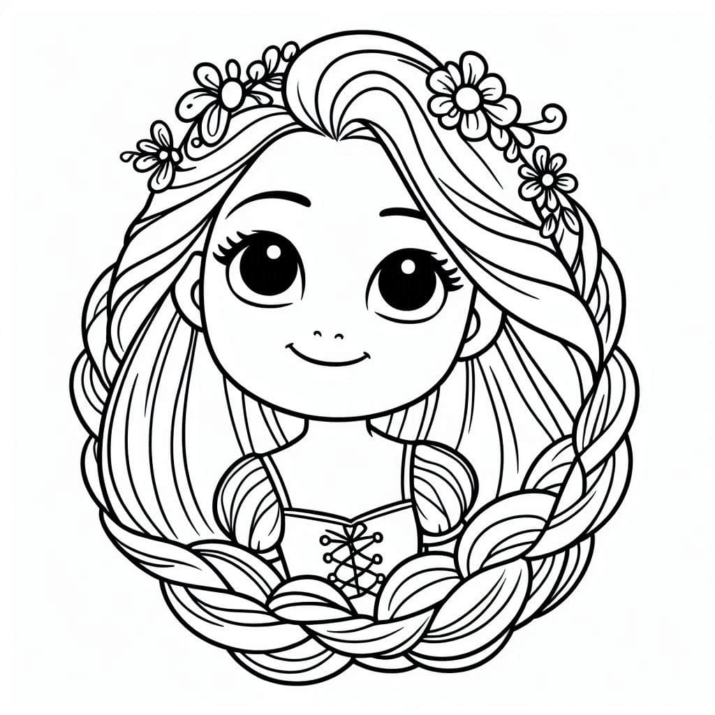 Desenho de Adorável Rapunzel para Colorir