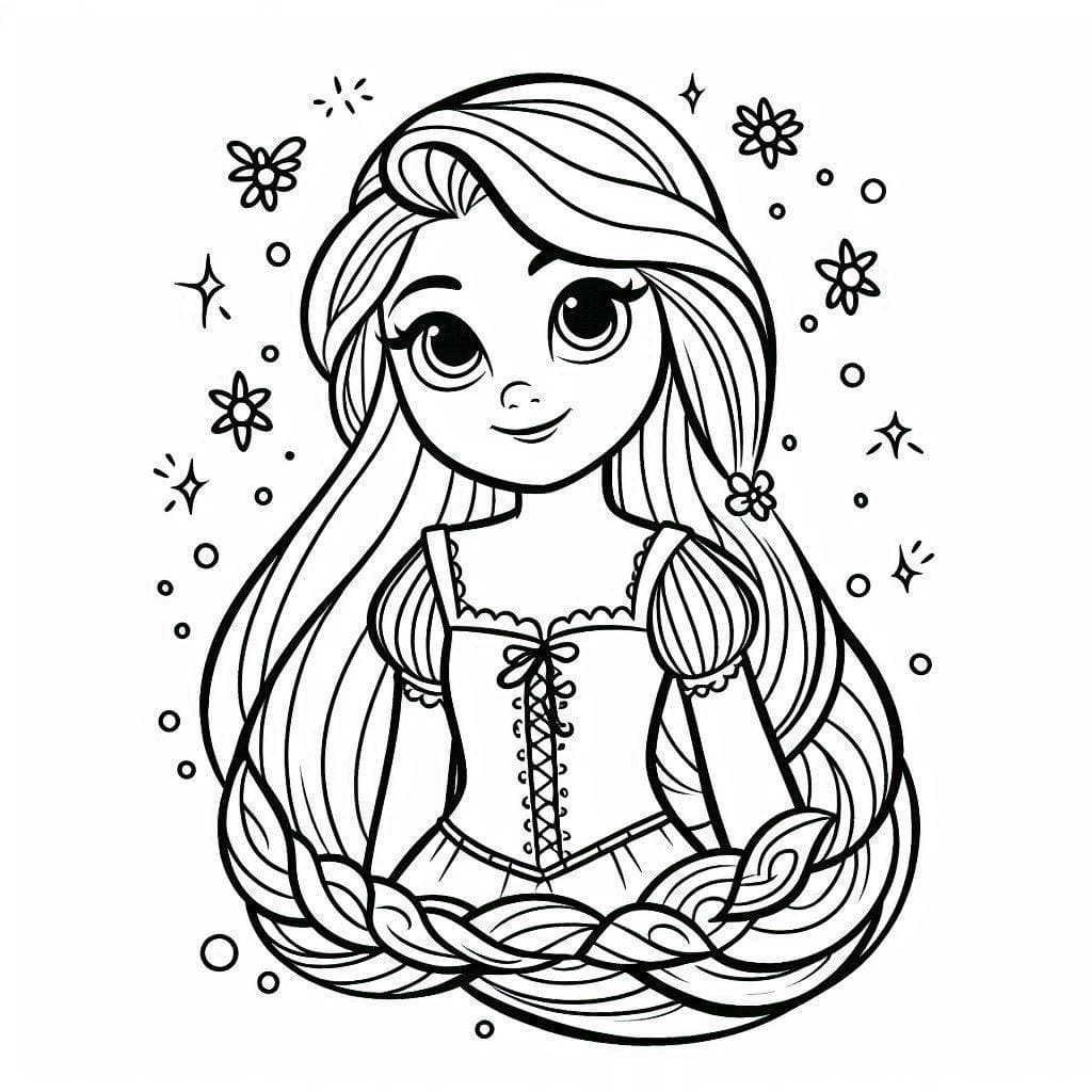 Desenho de Disney Rapunzel para Colorir