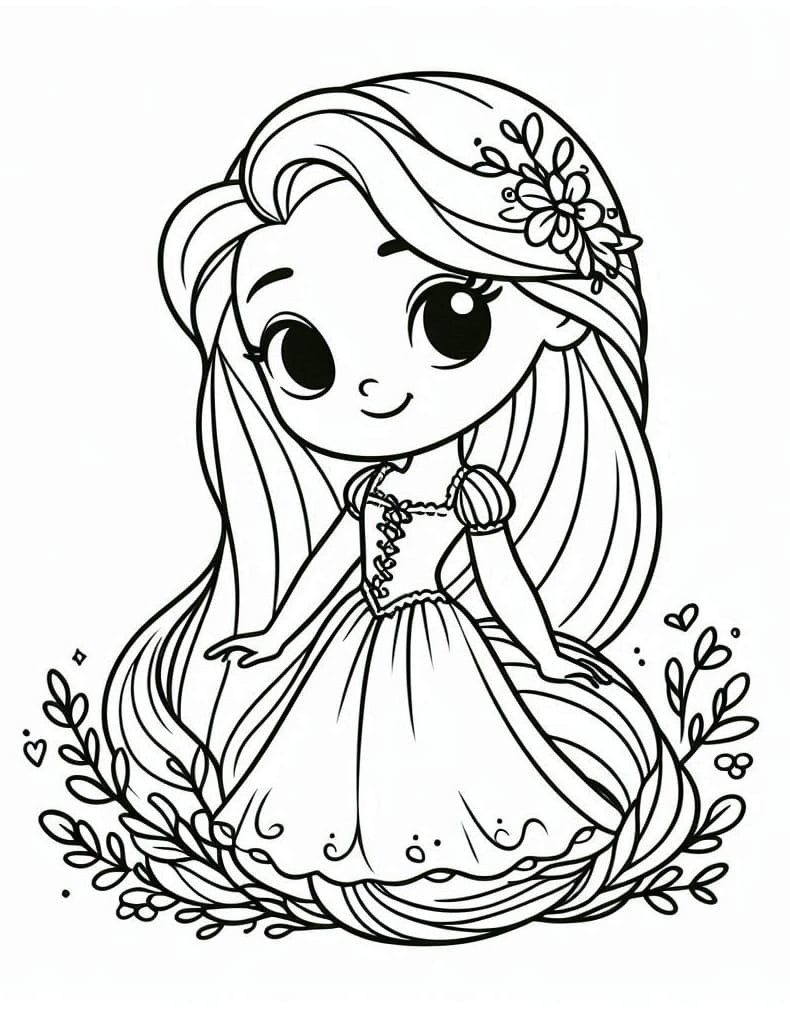 Desenho de Imagem de Rapunzel para Colorir