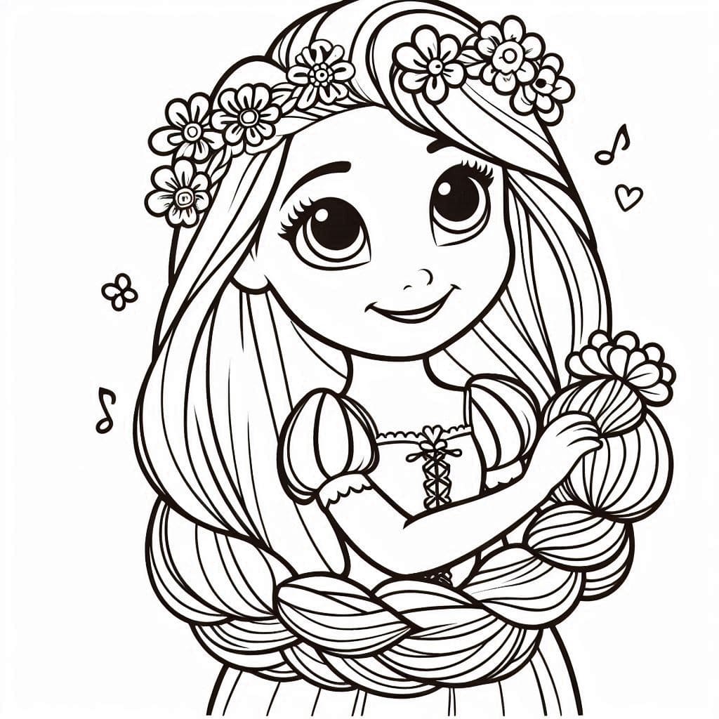 Desenho de Linda Rapunzel para Colorir