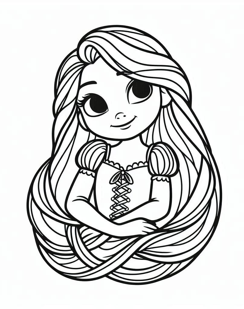 Desenho de Pintura de Rapunzel para Colorir