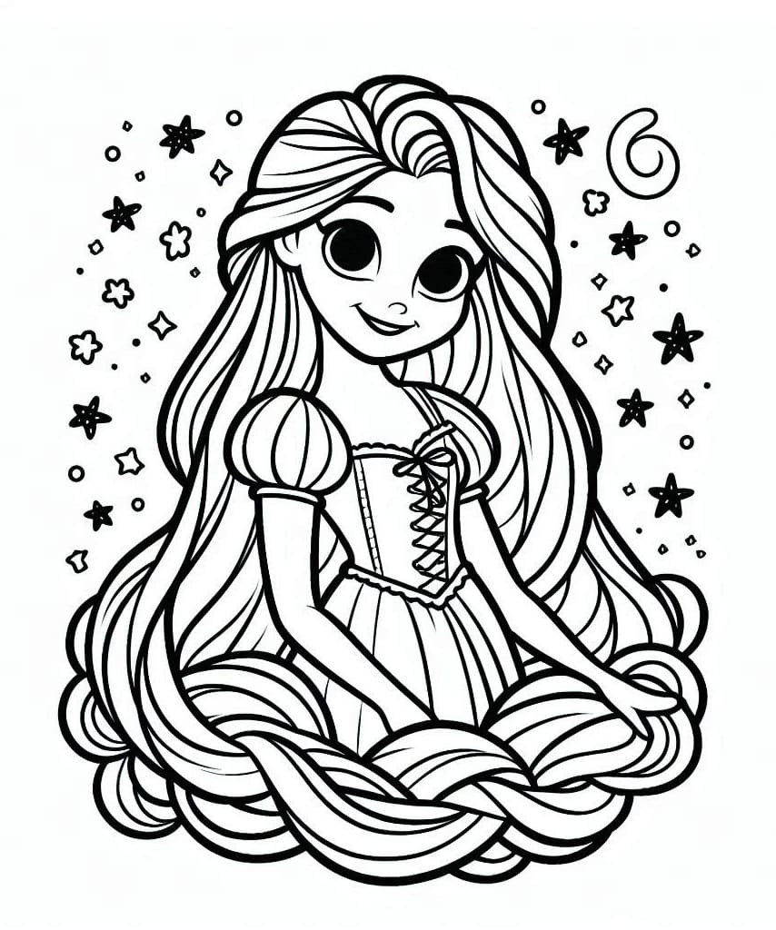Desenho de Princesa Rapunzel para Colorir