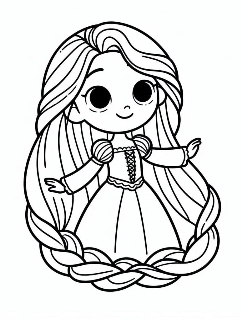 Desenho de Rapunzel Chibi para Colorir