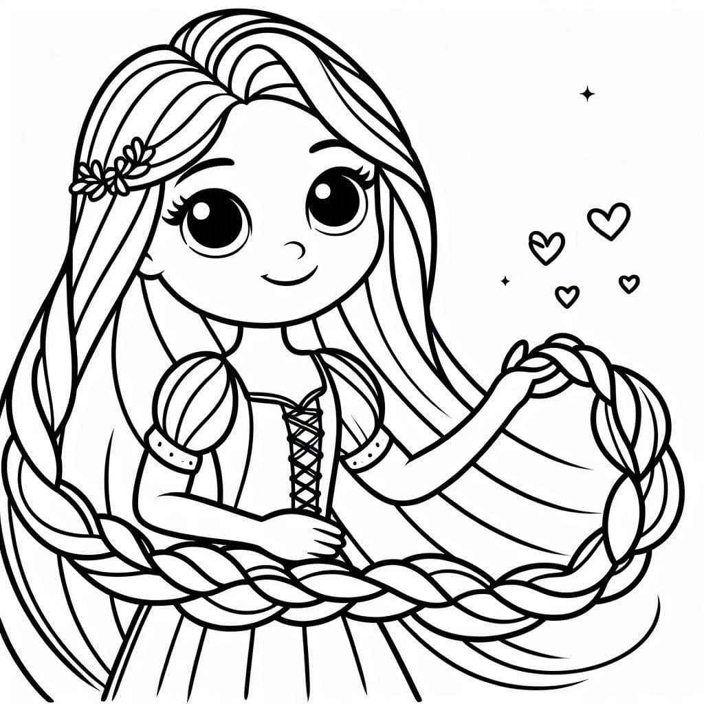 Desenho de Rapunzel Feliz para Colorir