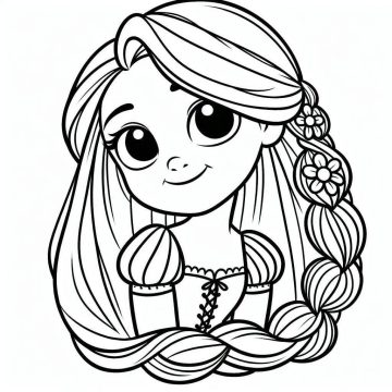 Desenho de Rapunzel Fofa para Colorir