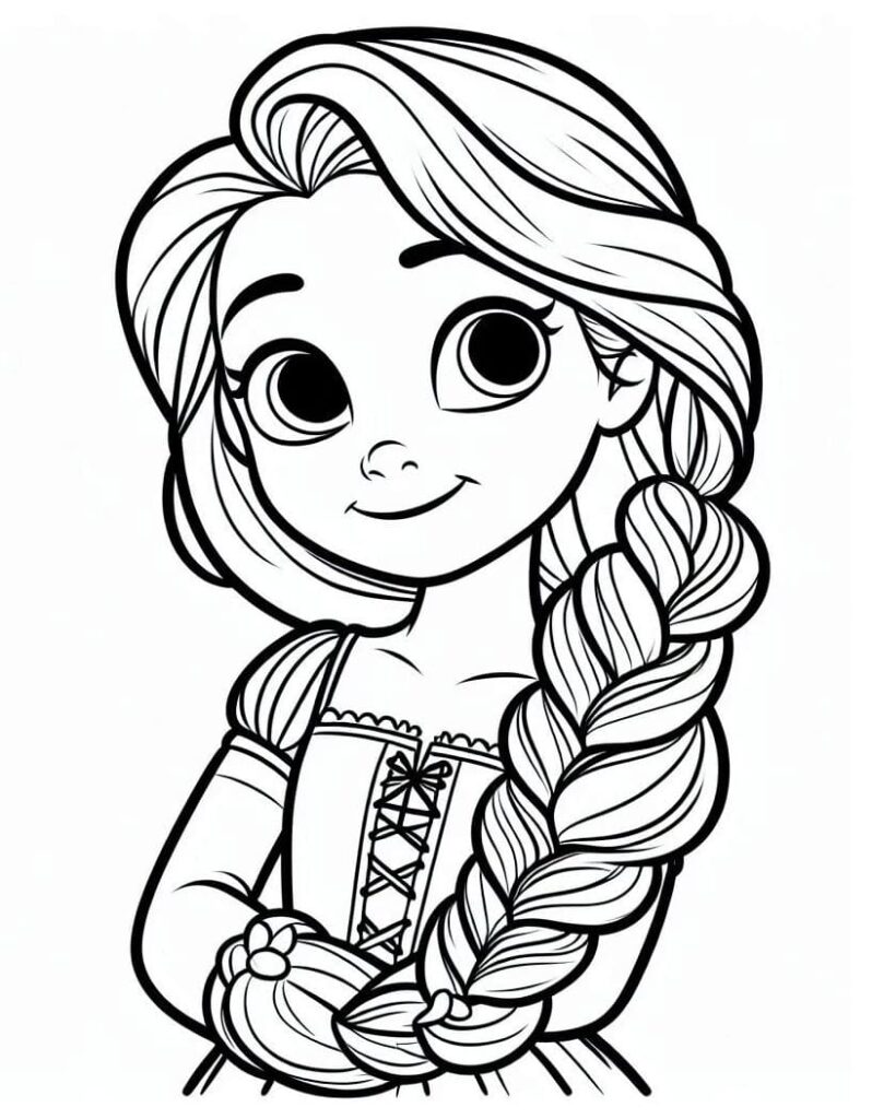 Desenho de Rapunzel Sorridente para Colorir