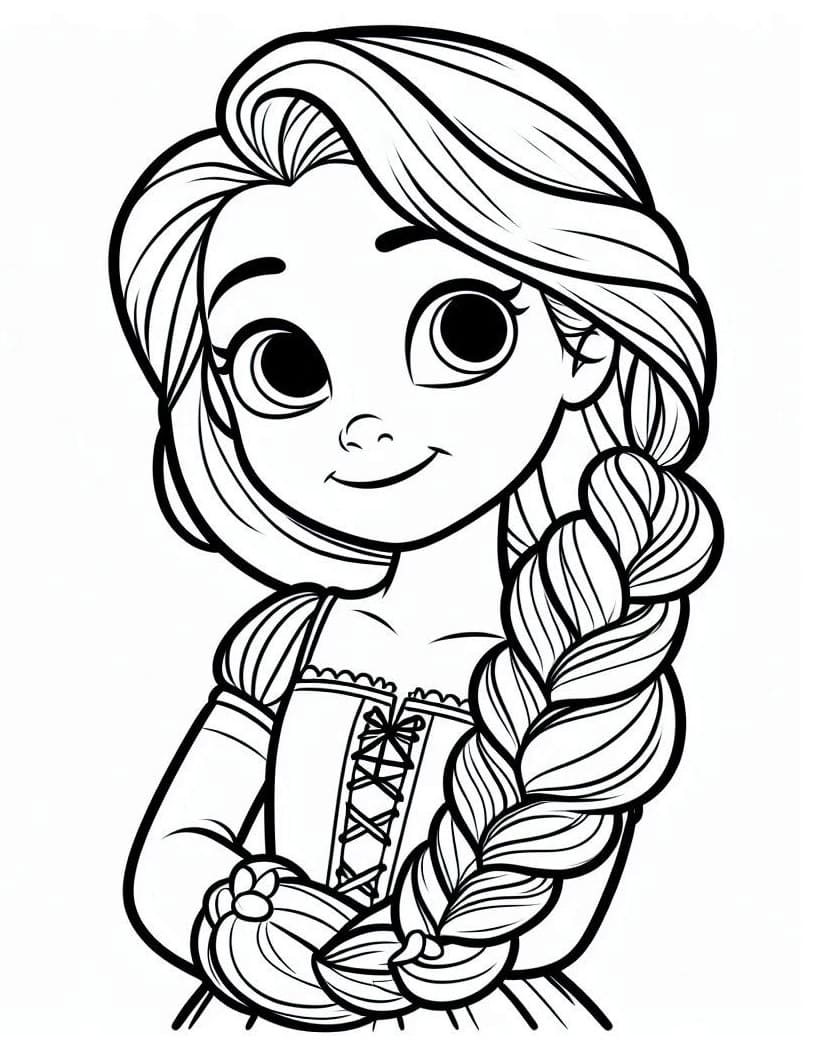 Desenho de Rapunzel Sorridente para Colorir