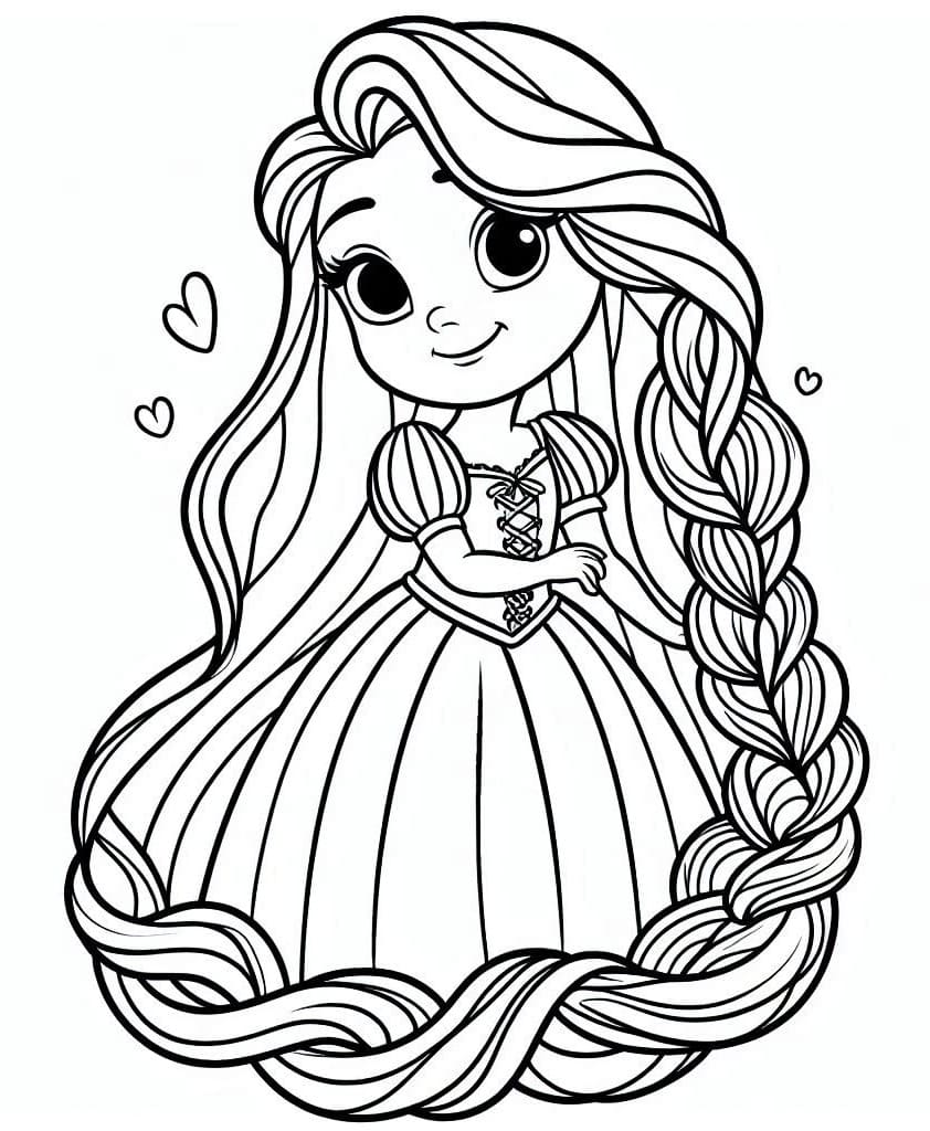 Desenho de Rapunzel e Linda para Colorir