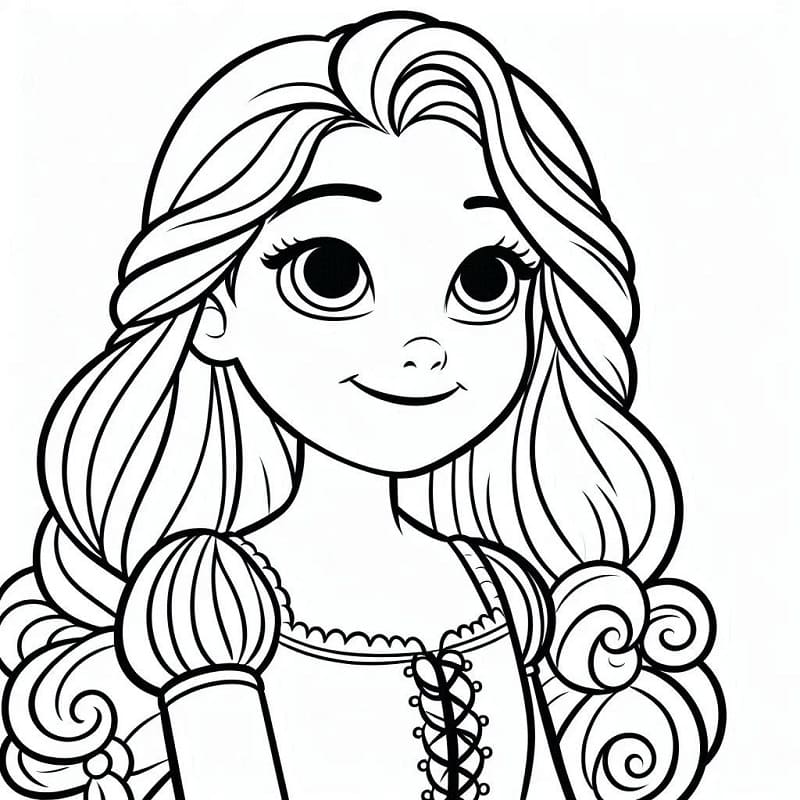 Desenho de Rapunzel e Adorável para Colorir
