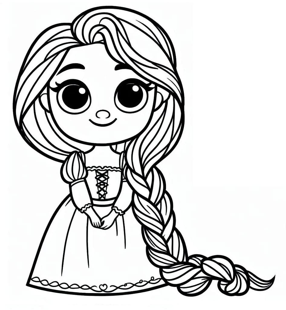 Desenho de Rapunzel Está Feliz para Colorir