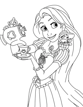 Desenho de Rapunzel grátis para Imprimir e Colorir