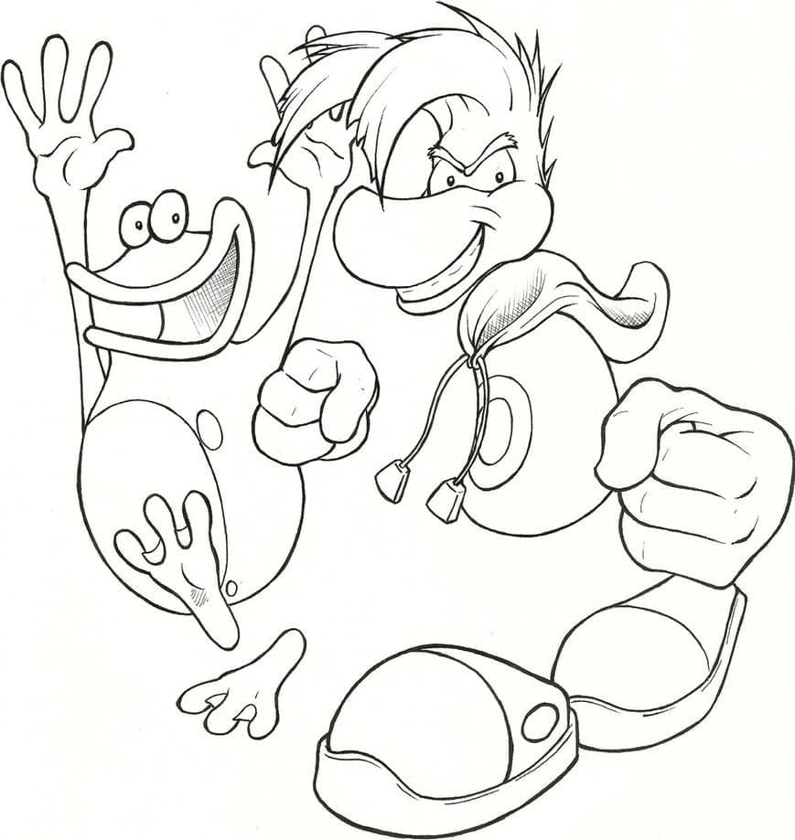Desenho Grátis de Rayman e Globox para Colorir