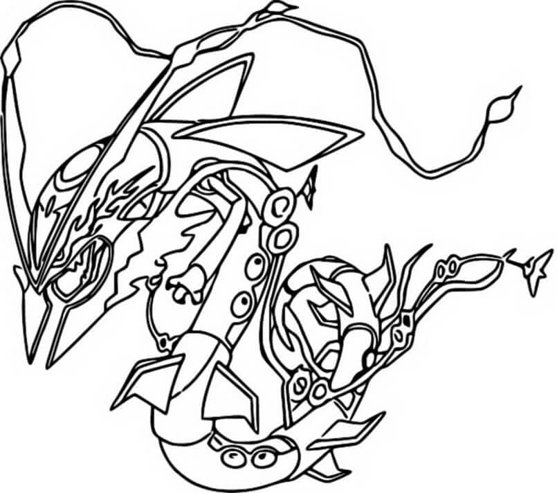 Desenho de Mega Rayquaza para Colorir