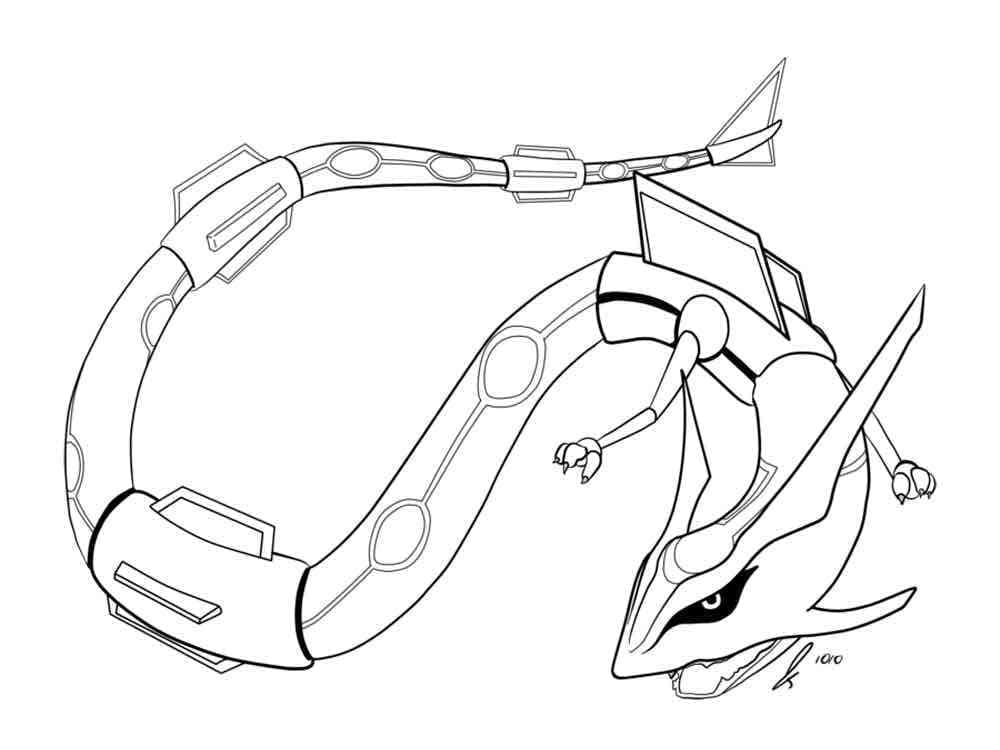 Desenho de Pokemon Rayquaza Grátis para Crianças para Colorir