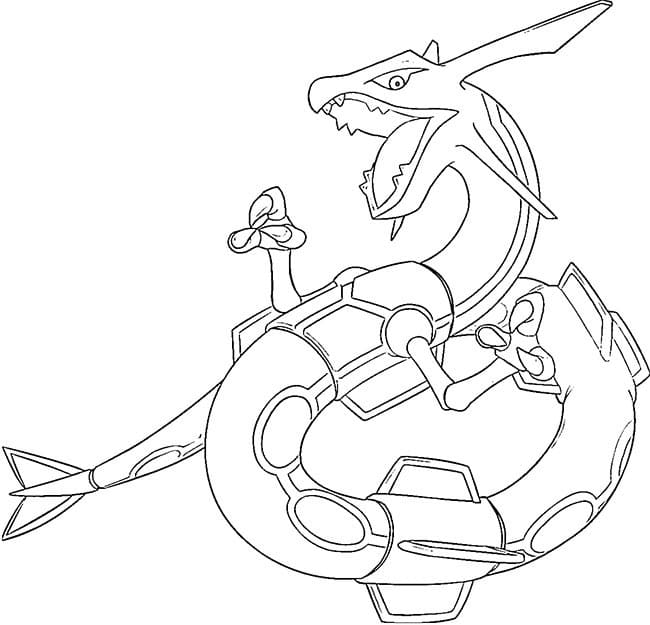 Desenho de Pokemon Rayquaza para Colorir