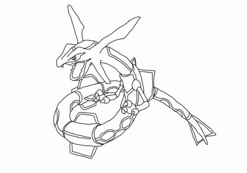 Desenho de Rayquaza Imprimível para Colorir