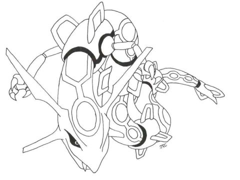 Desenho Pdf de Pokemon Rayquaza para Colorir