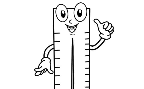 Desenho de uma Régua Sorridente para Colorir