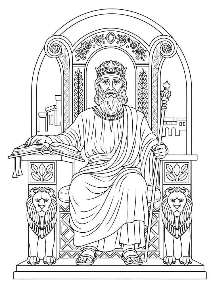 Desenho de Imagem de Rei Salomão para Colorir