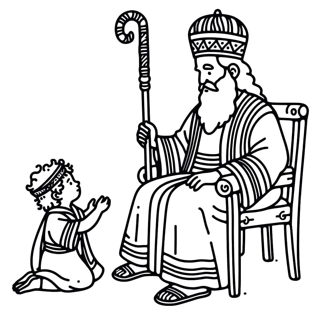 Desenho de Imprimivel Rei Salomão para Crianças para Colorir
