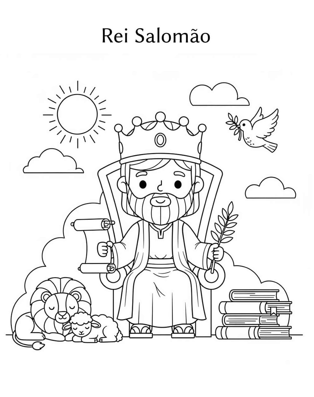 Desenho de Pequeno Rei Salomão para Colorir