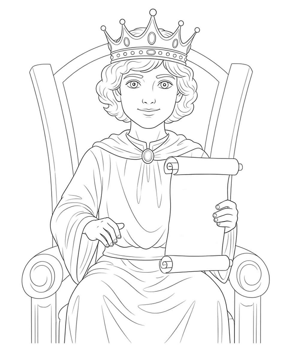 Desenho de Rei Salomão Feliz para Colorir
