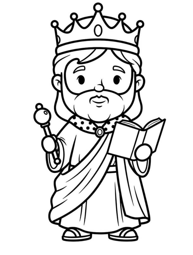 Desenho de Rei Salomão Muito Fofo para Colorir