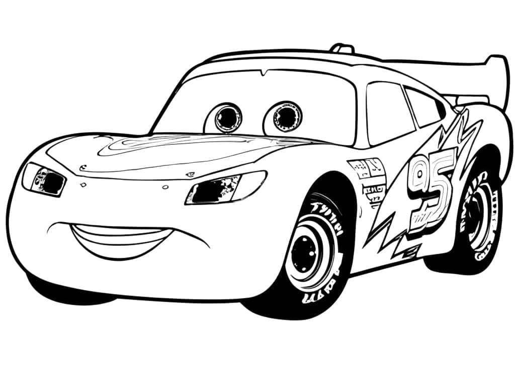 Desenhos de Relâmpago Mcqueen Amigável para Colorir