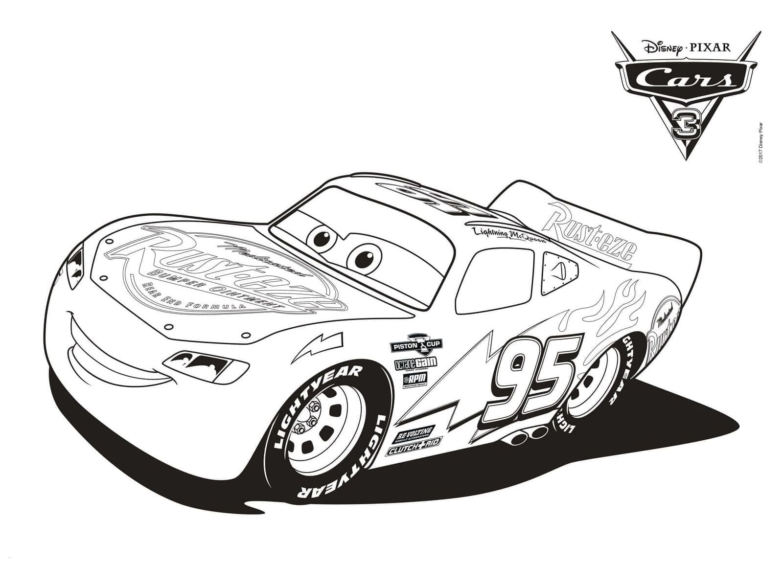 Desenhos de Relâmpago Mcqueen Disney Carros para Colorir