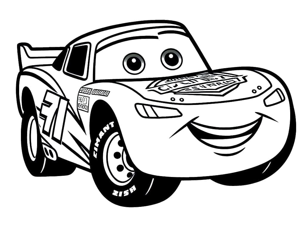 Desenhos de Relâmpago Mcqueen Muito Fofo para Colorir