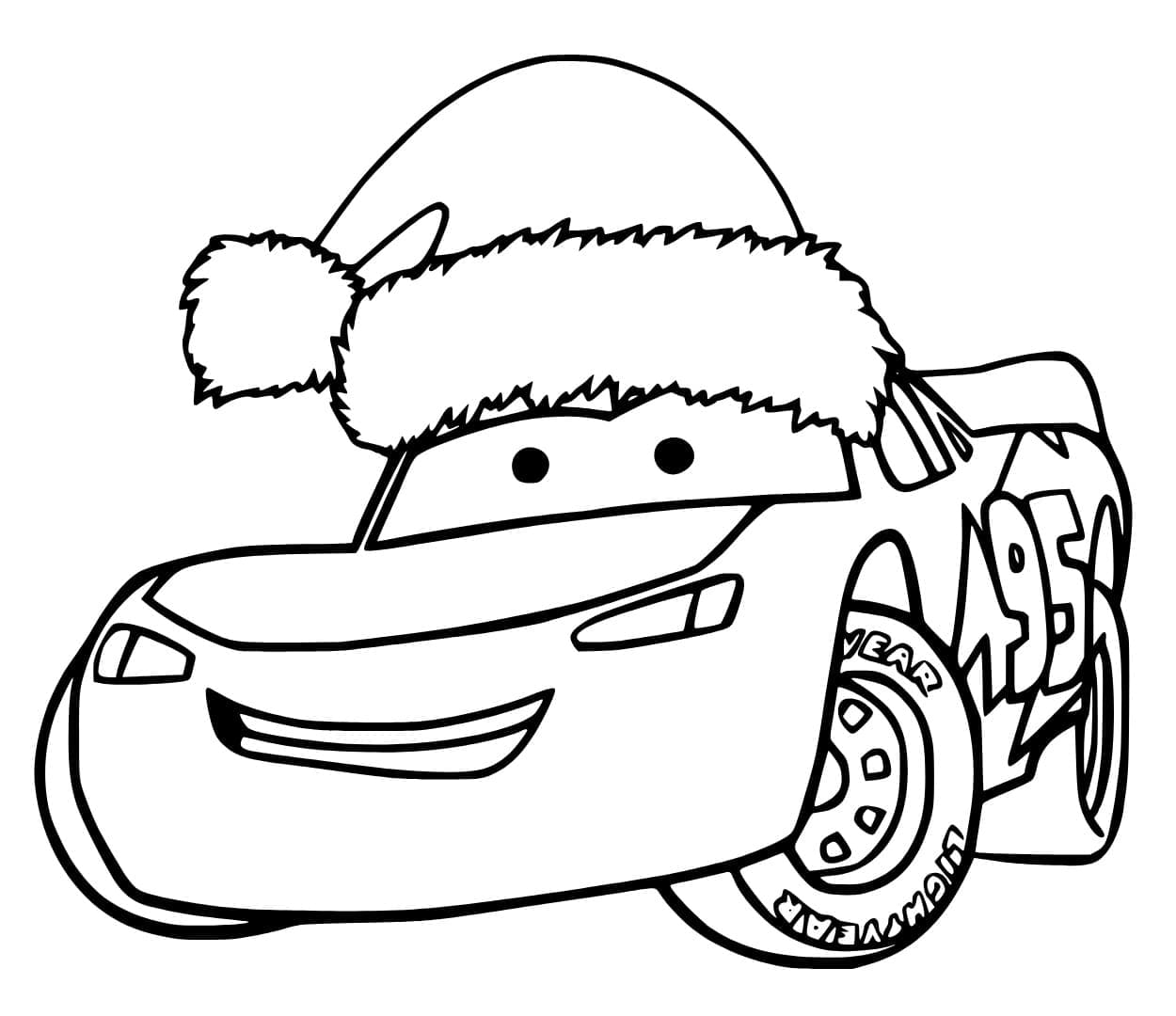 Desenhos de Relâmpago Mcqueen no Natal para Colorir