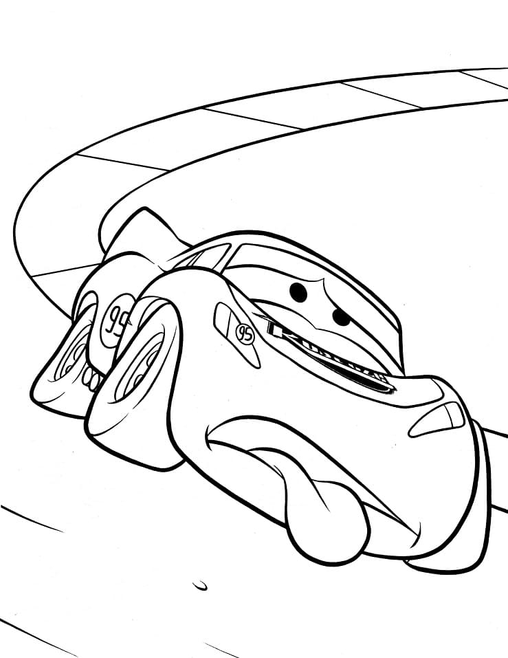 Desenho de Relâmpago Mcqueen Cansado para Colorir