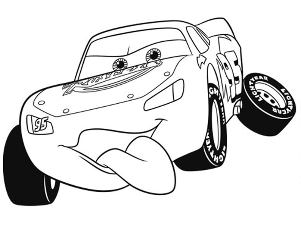 Desenho de Relâmpago Mcqueen Engraçado para Colorir
