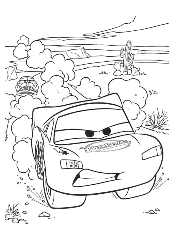 Desenho de Relâmpago Mcqueen Está Bravo para Colorir