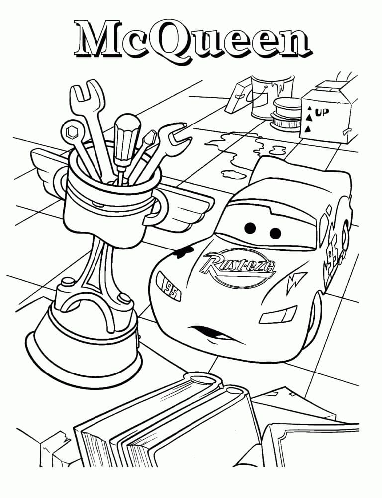Desenho de Relâmpago Mcqueen Pdf para Imprimir e Colorir